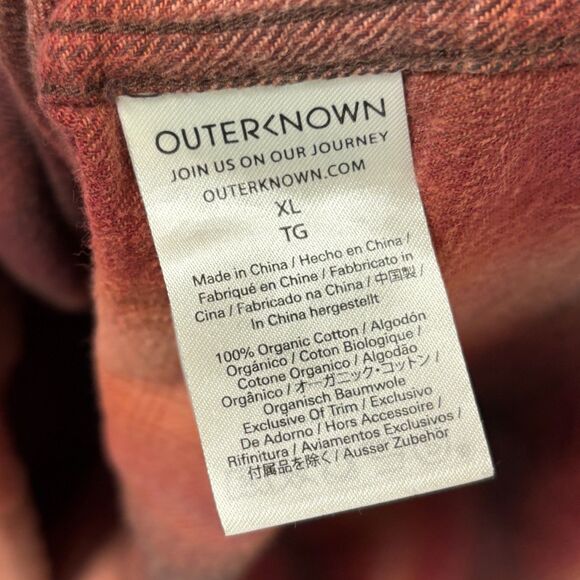 Outer Known Men Organic Cotton Button Shirt Top Size XL X-Large C017 -14 - Picture 7 of 16